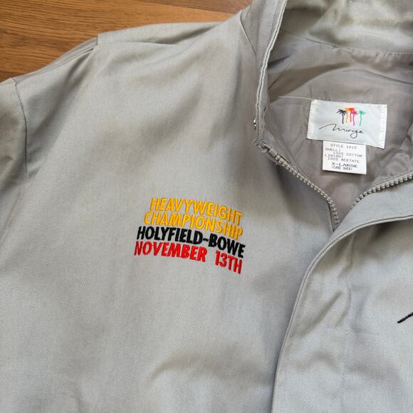 Vintage 90's Mirage Las Vegas Evander Holyfield vs Riddick Bowe Boxing Jacket XL - Picture 9 of 9